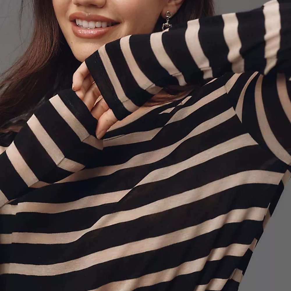 Sanctuary Striped Black and Cream Long Sleeve Top